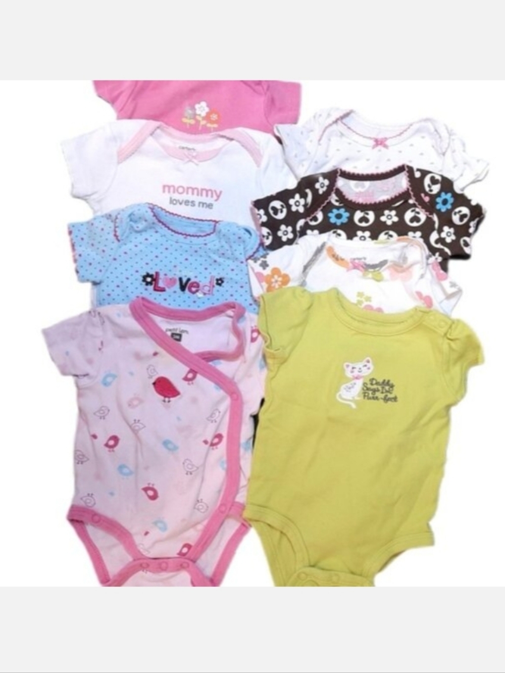 8PC BUNDLE Short Sleeve Onesies Newborn Baby Girl Clothing 0-3 3 Months